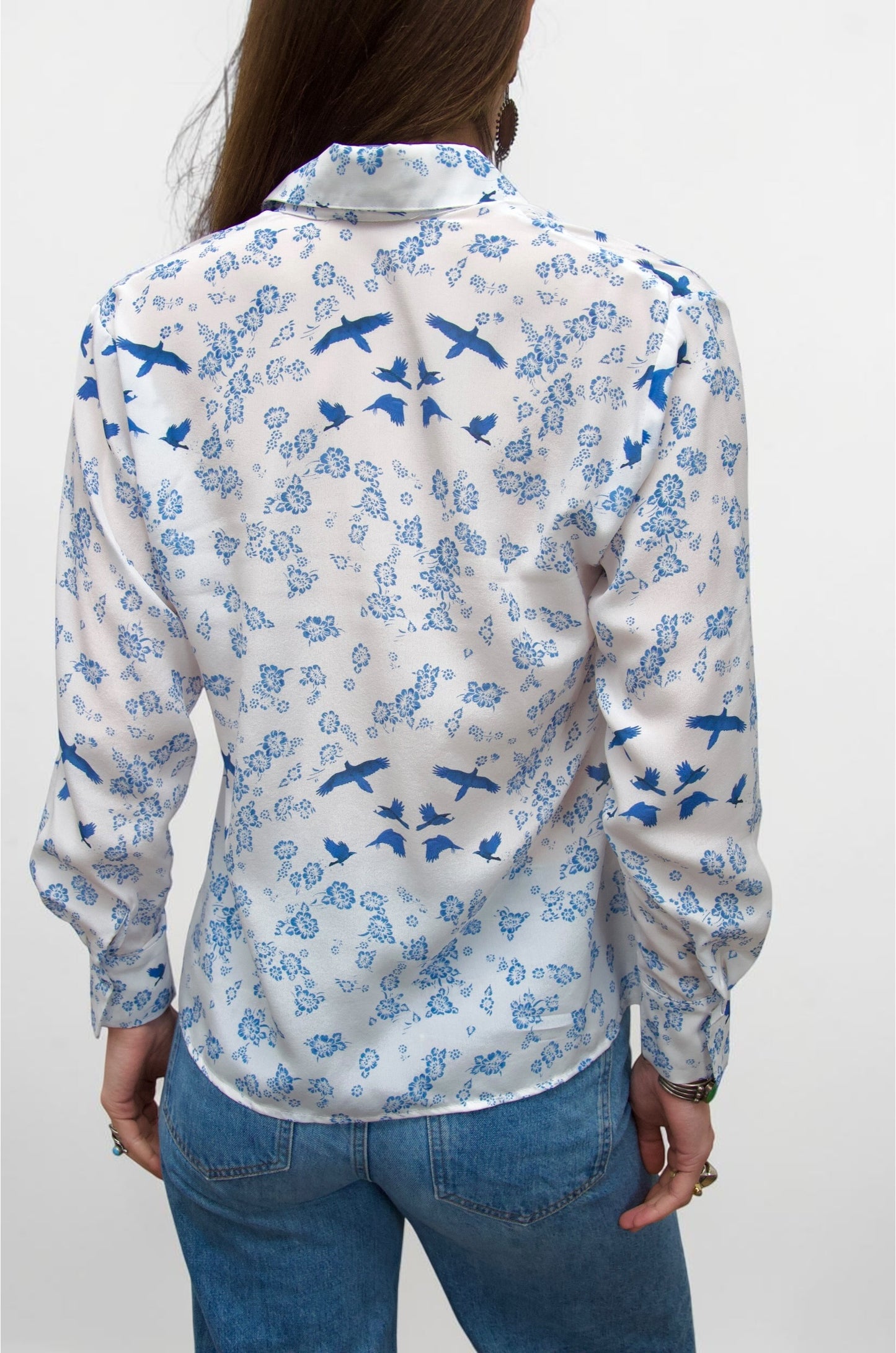 White - Blue Bird Shirt