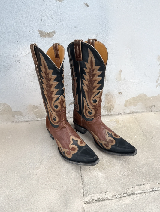 Black boots with stitching