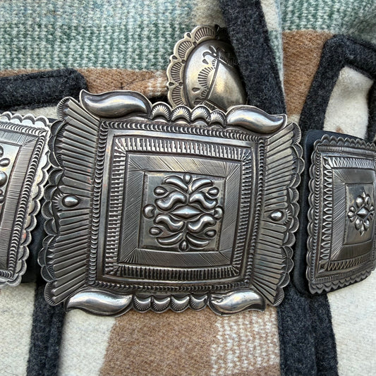 Navajo Sterling Silver Square Concho Belt