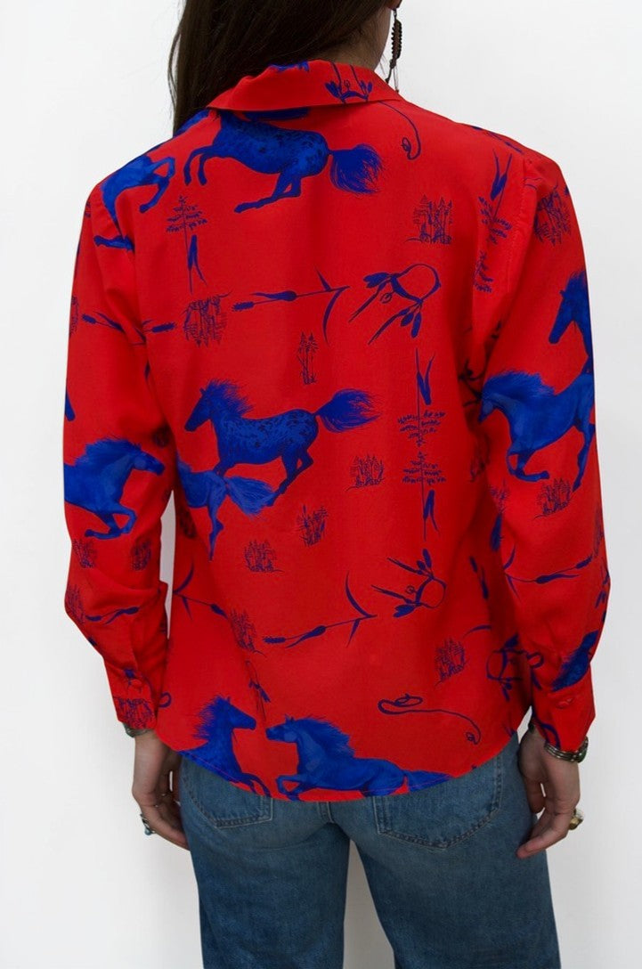 Horse Shirt - Red & Blue