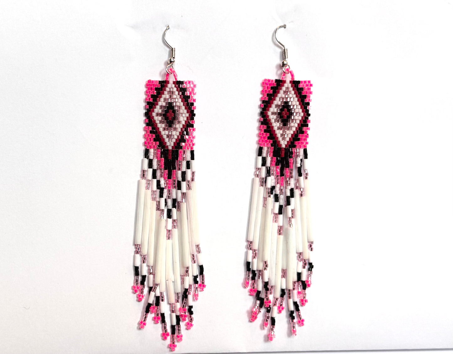 Glass Beaded Earrings Navajo with sterling silver Hook