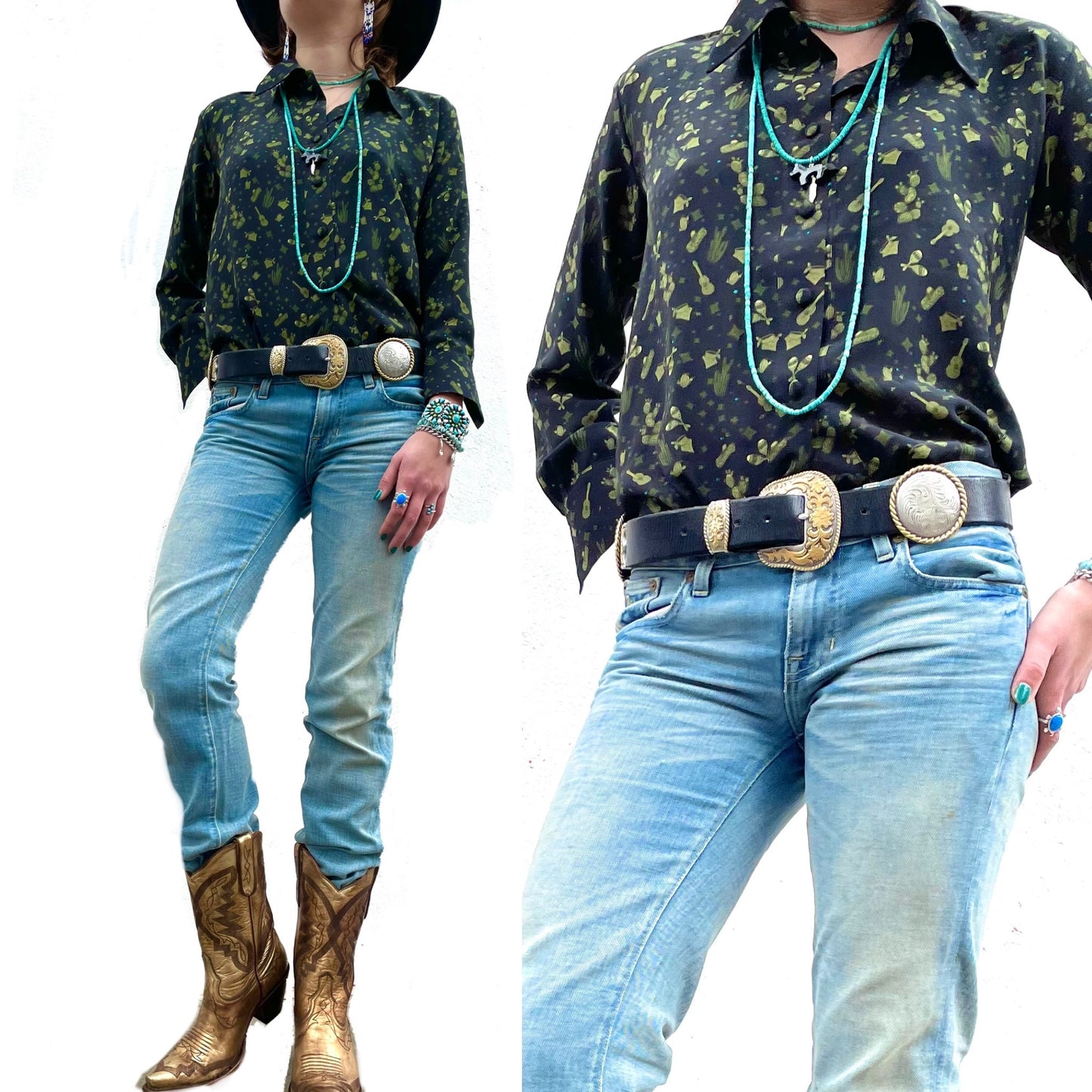 Jessie Western Silk shirt cdc 100% silk