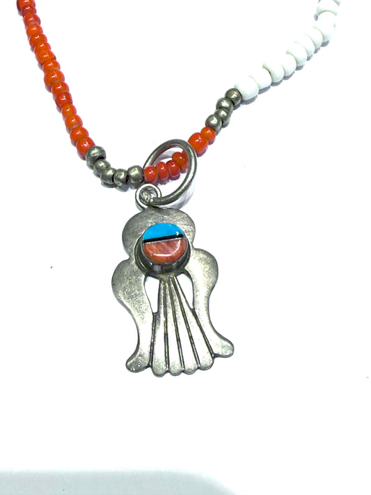 Vintage sterling silver long beads necklace