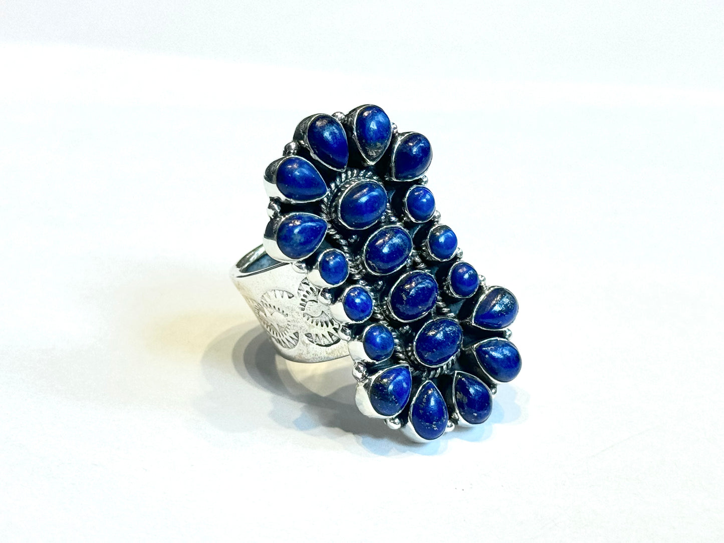 Beautiful cluster Lapis Lazuli Navajo Adjustable Ring