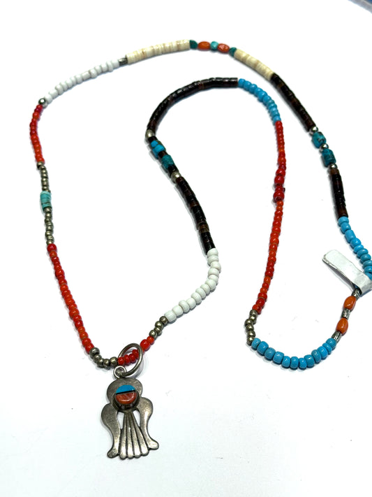 Vintage sterling silver long beads necklace