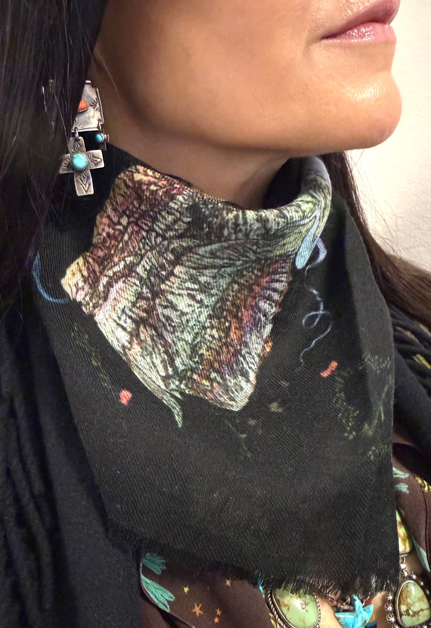 Black Bandana cashmere scarf