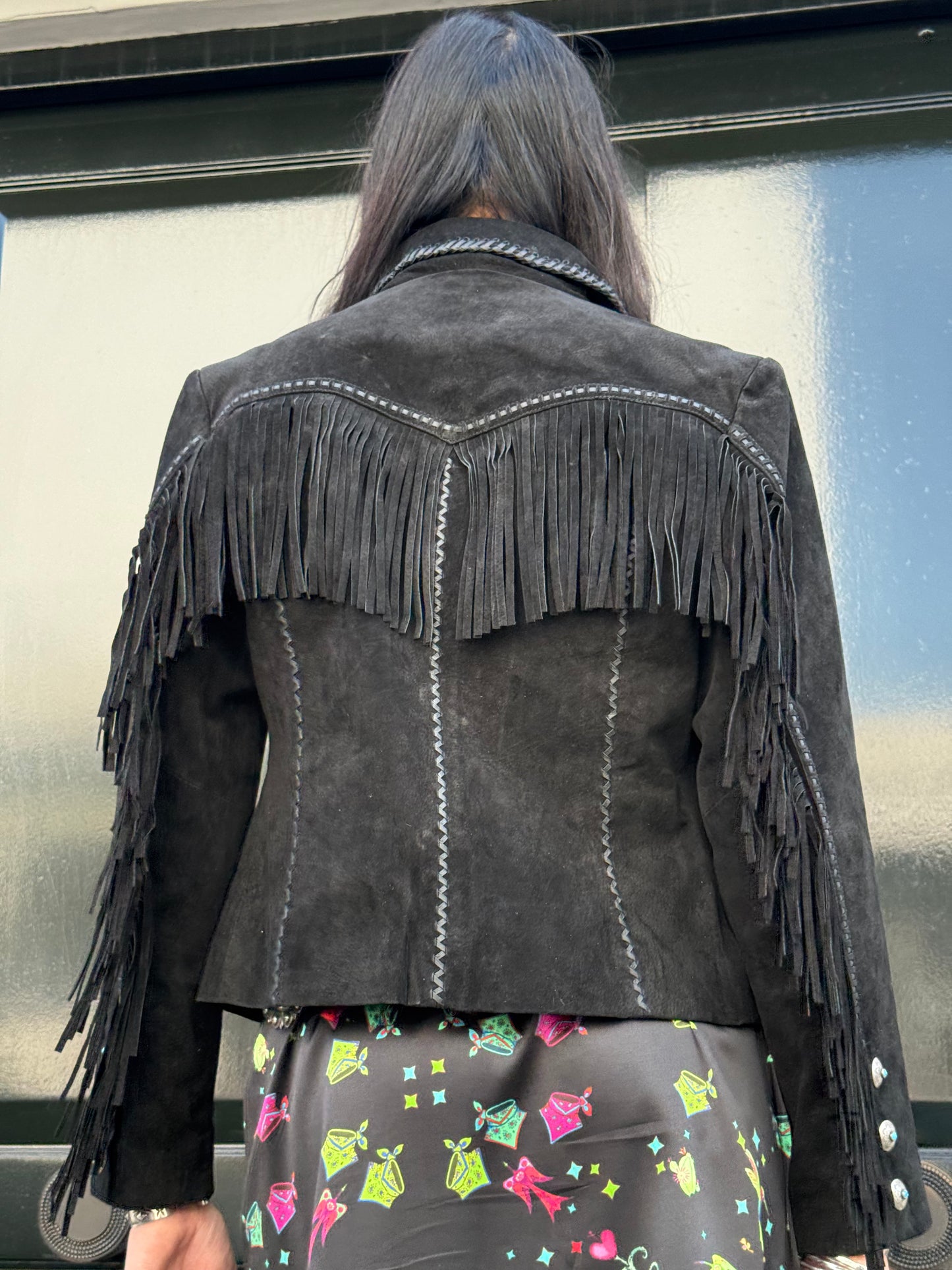 Black concho fringed jacket