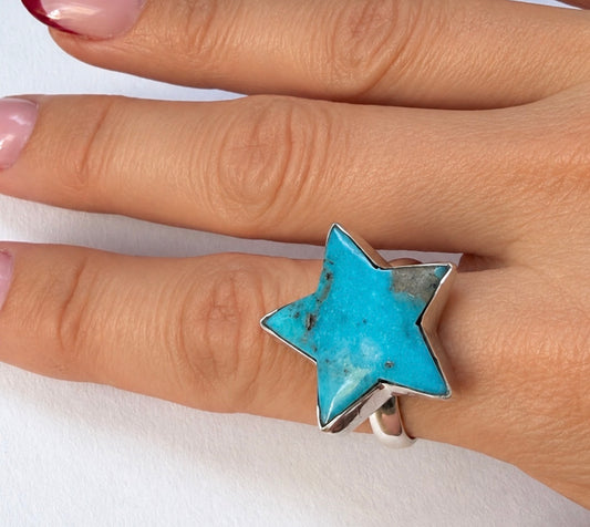 Star ring sterling silver and turquoise