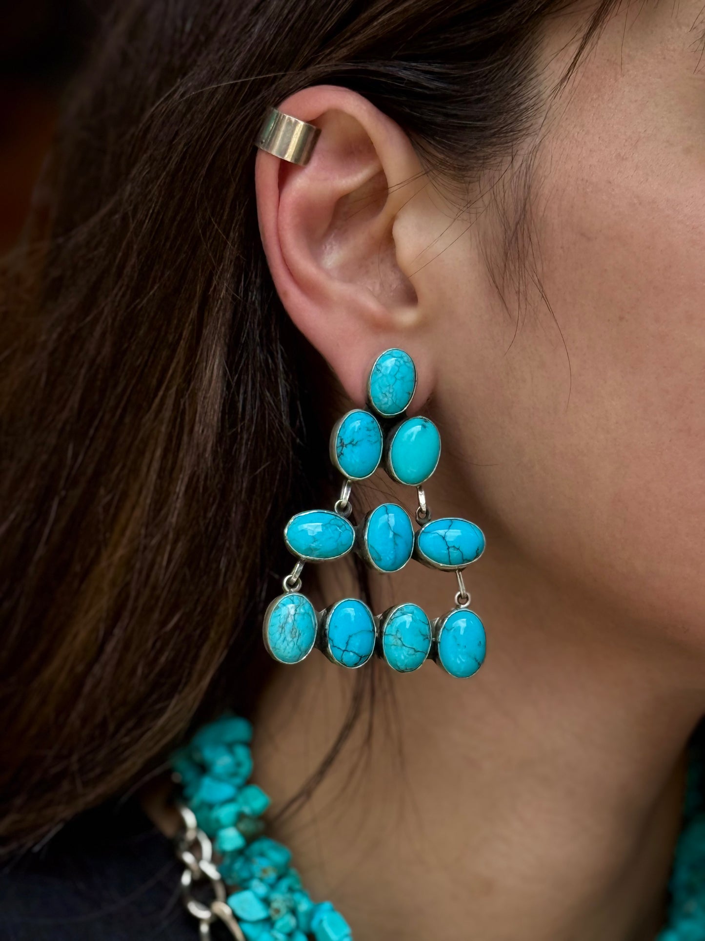 Large turquoise earrings