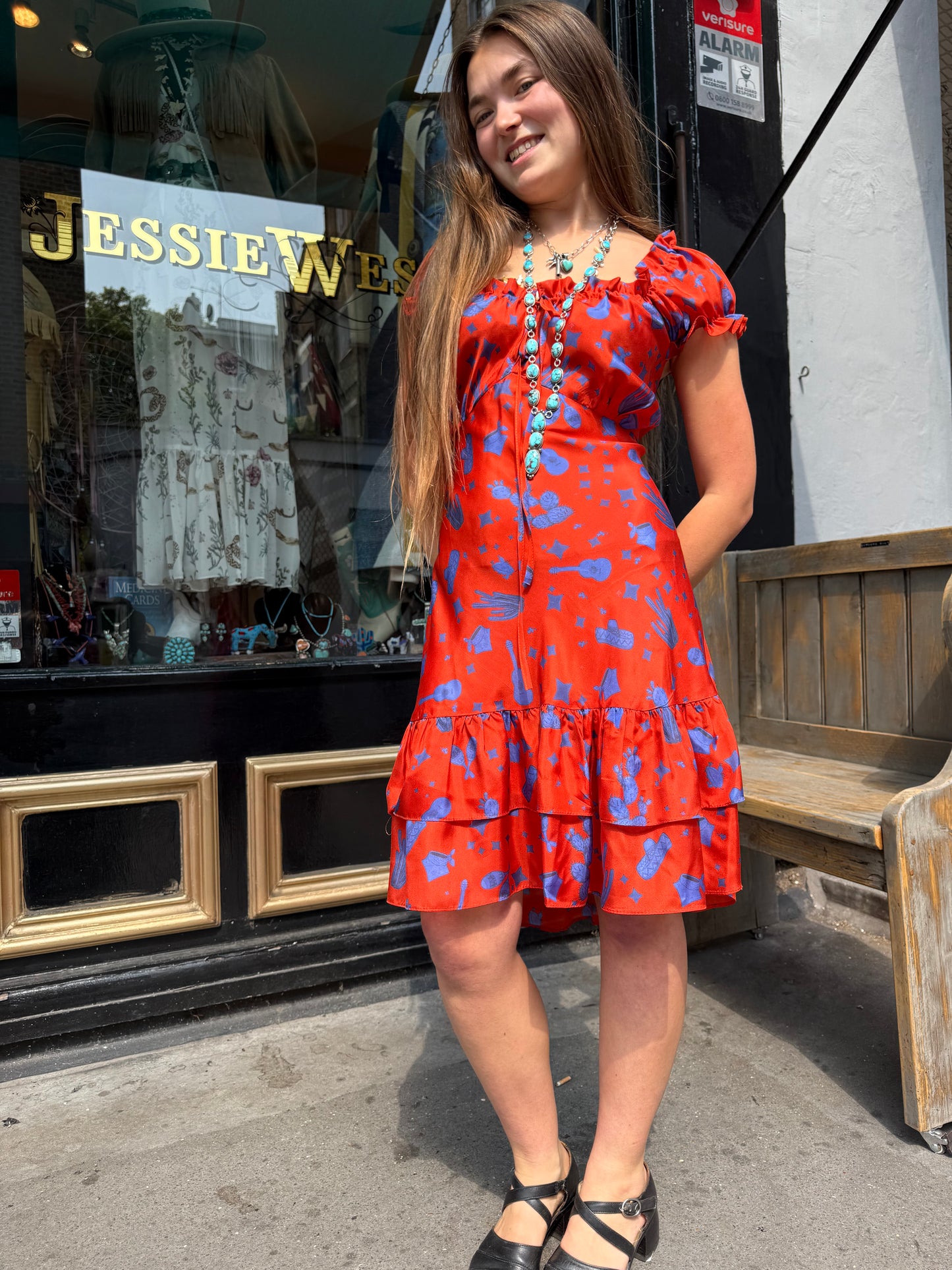 Red silk dress adjustable