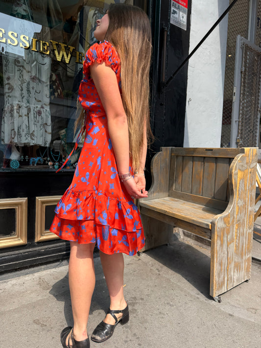 Red silk dress adjustable