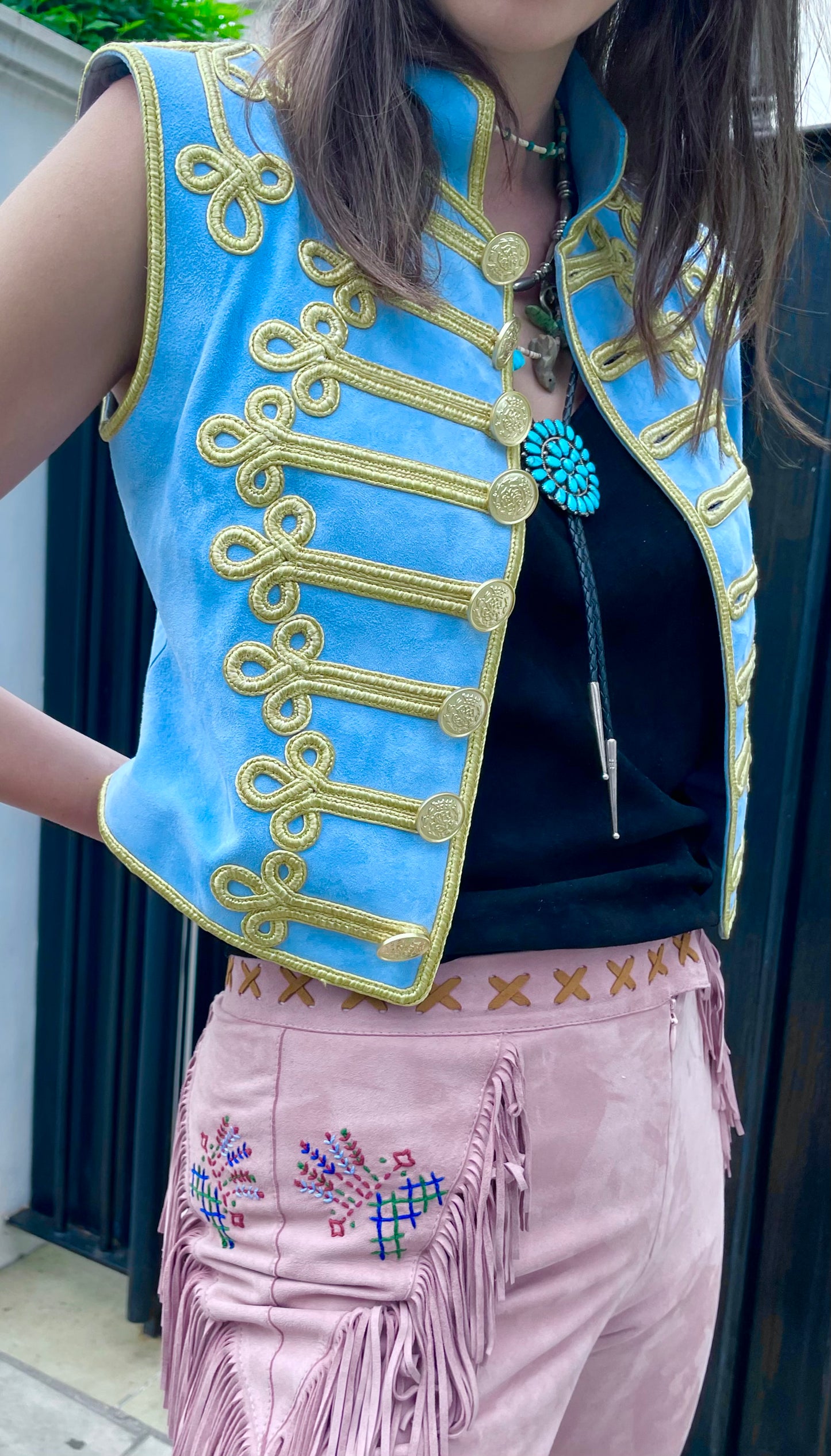 Jessie Gilet suede military waistcoat