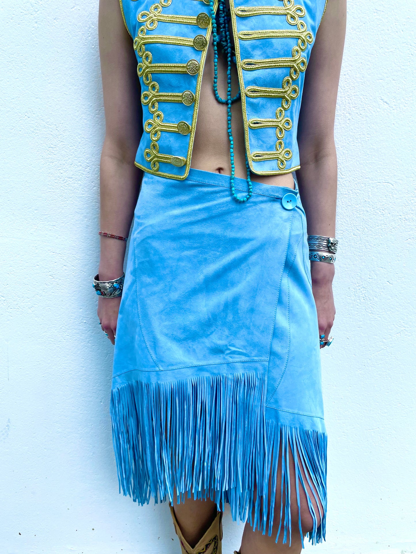 Jessie Western skirt brand Suede light blue skirt pre order