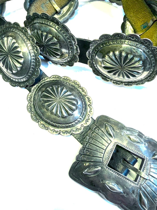 Rare 1940s vintage Navajo sterling silver belt