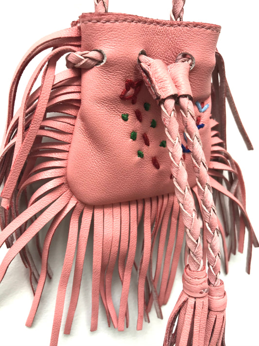 Mini pouch bag hand sewn on soft leather