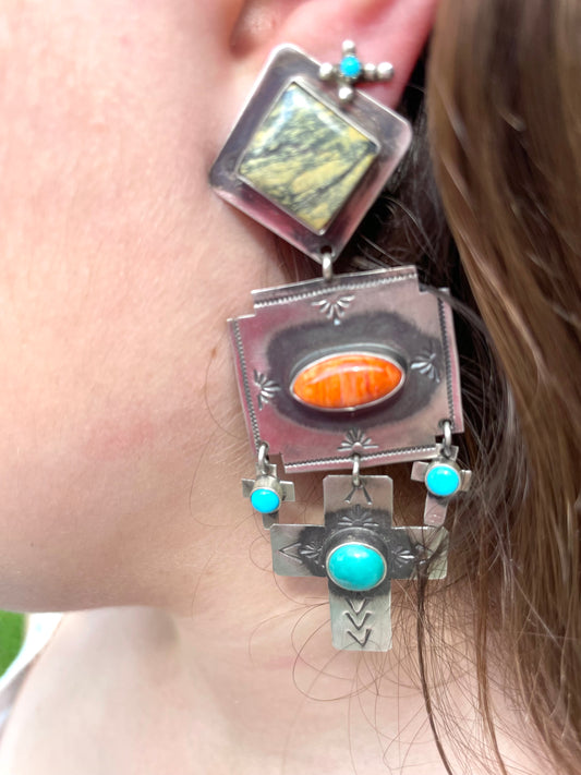 Navajo earrings four directions