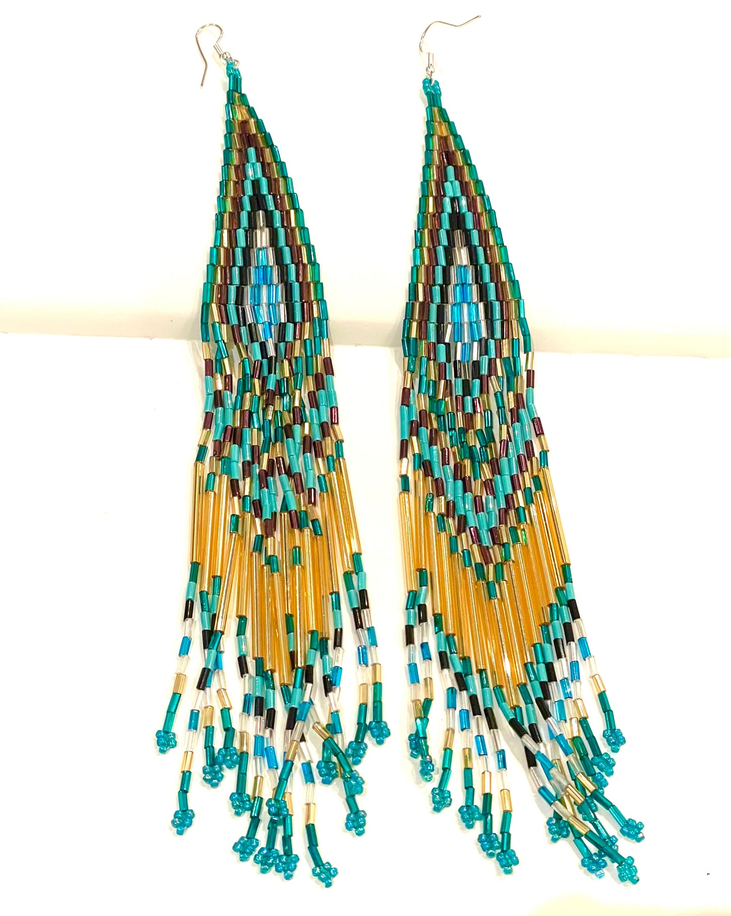 Ultra long beaded earrings