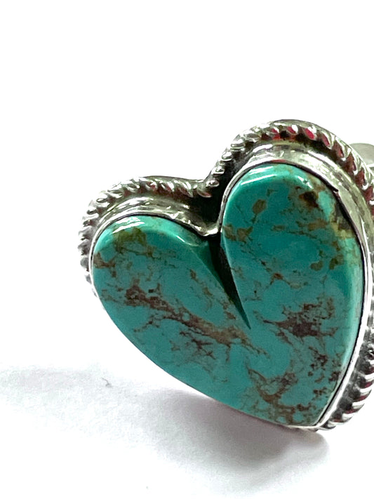 Turquoise carved Heart ring
