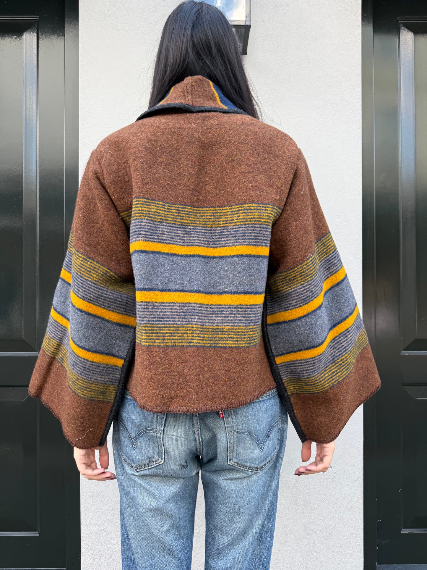 New brown wool blanket jacket