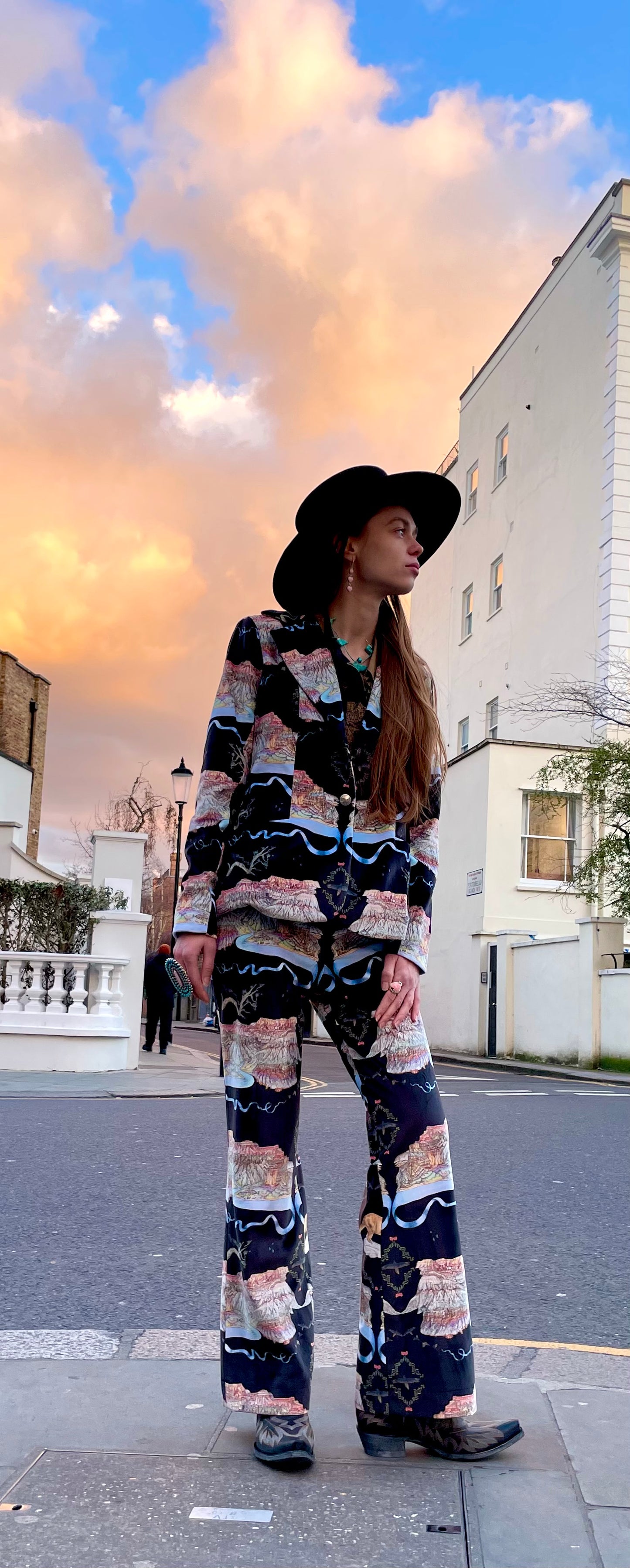 Velvet jacket mountain lion print