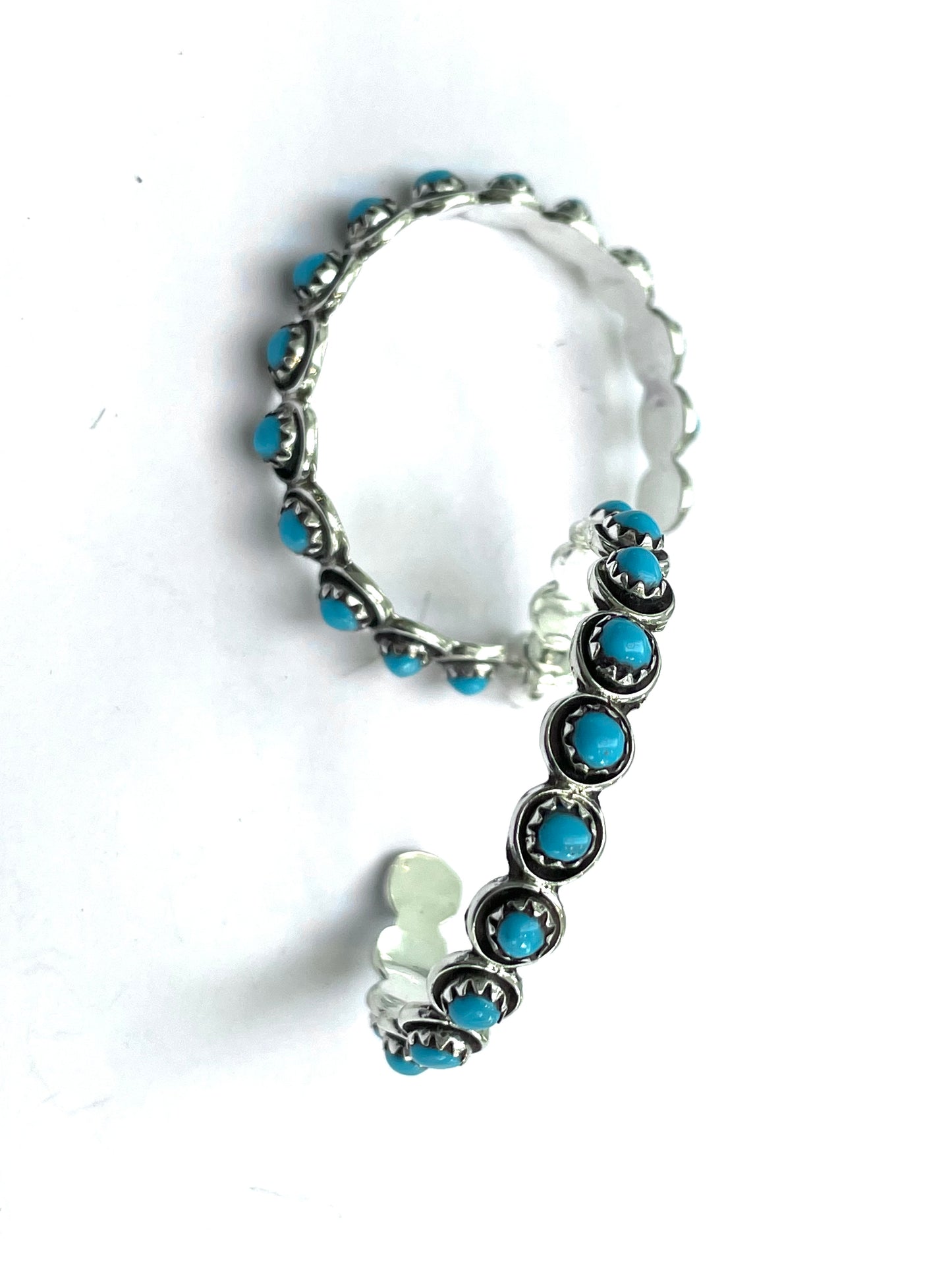 Zuni turquoise petit point hoop larger