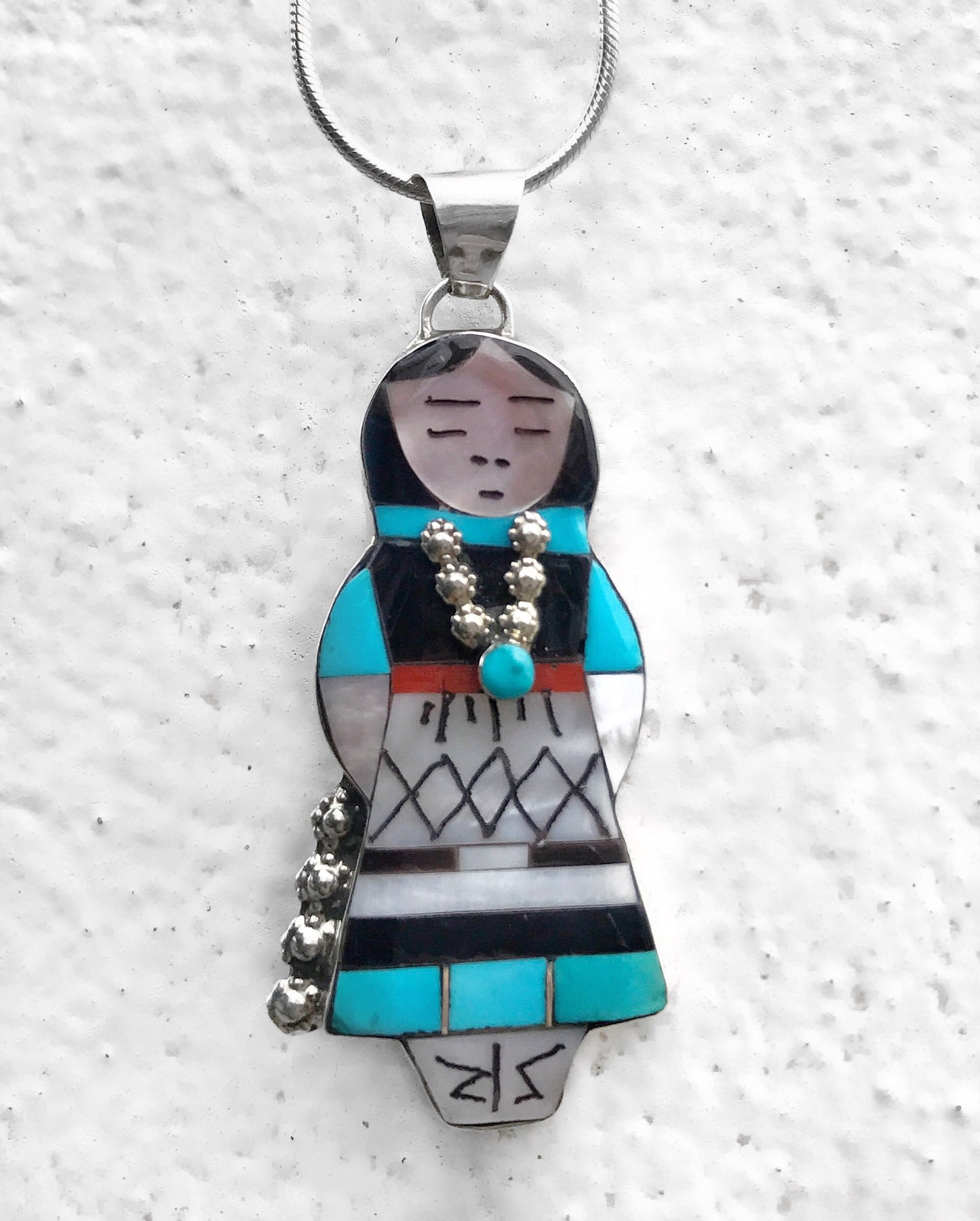 Zuni Inlay Cornmaiden Pendant