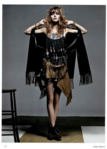 Black Suede Fringed Shawl