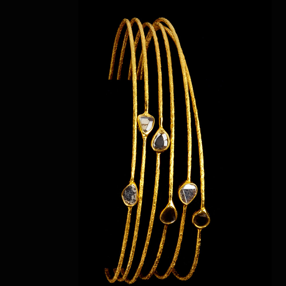 Diamond Slice 18k Gold Bangles