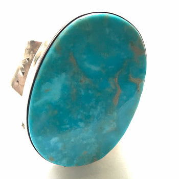 Oval adjustable large stone ring