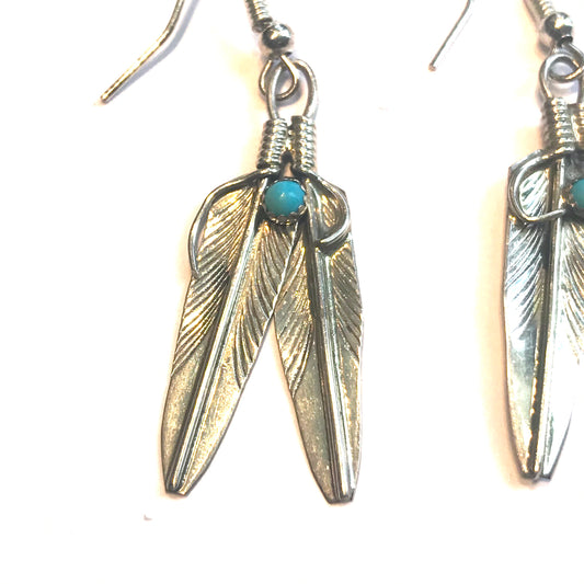 Sterling silver feather earrings