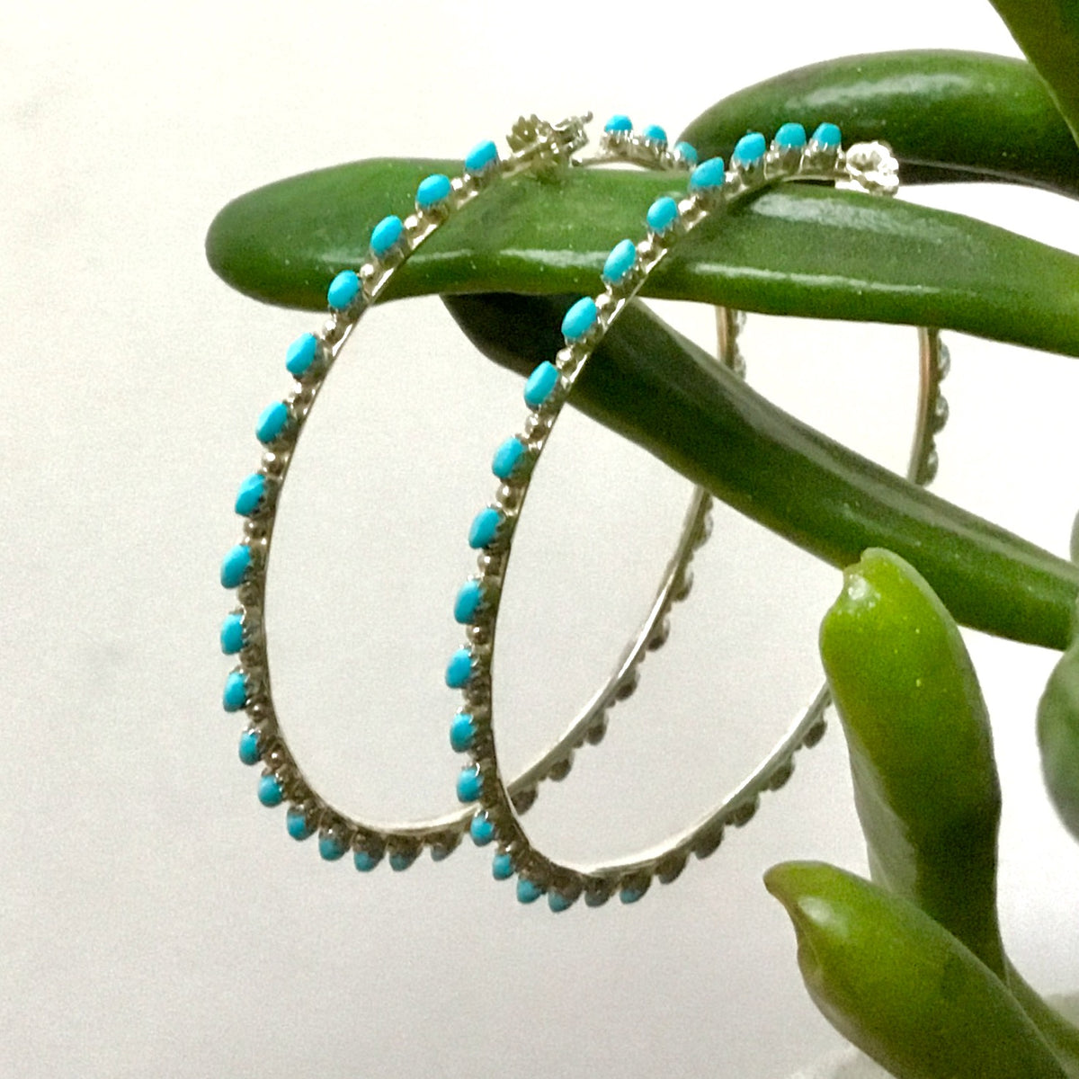 Amazing Zuni Needlepoint Large Hoop Earrings Jessie Western