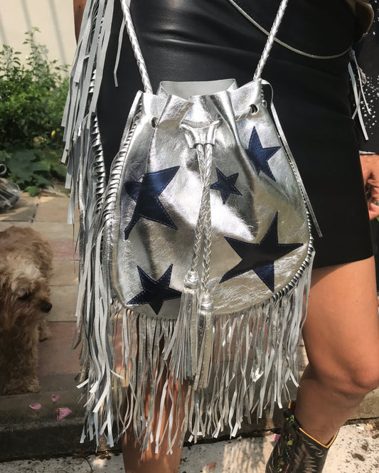 Star leather bag limited edition silver