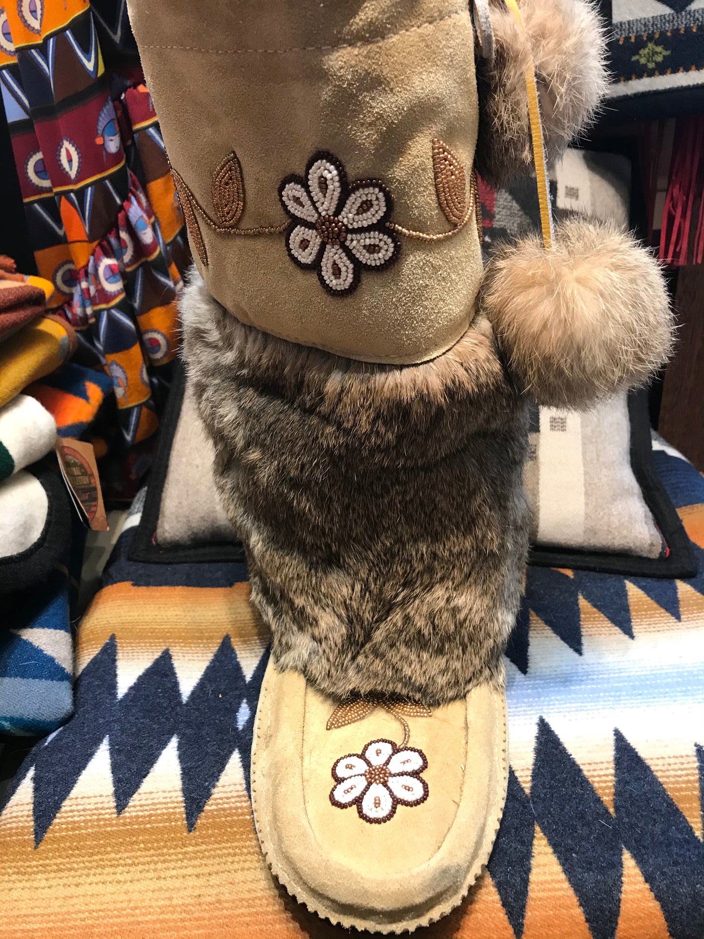 Canadian muccasin boot hand beaded