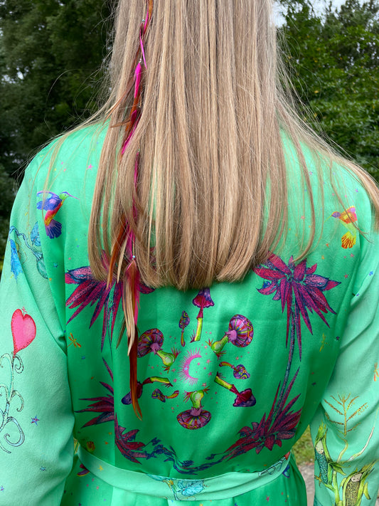 Jessie Western green silk mushroom jacket