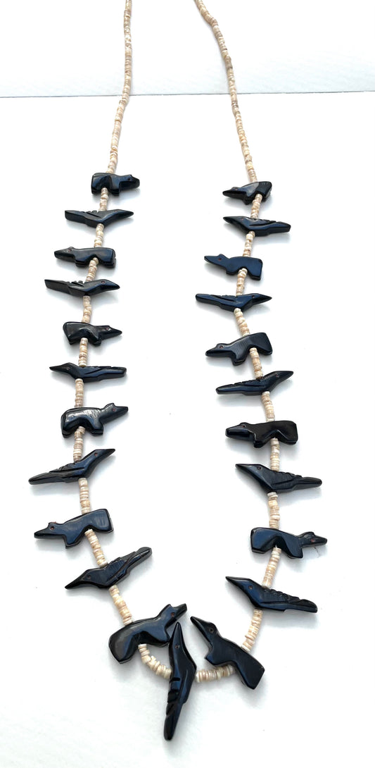 Jet Bear / bird power animal necklace