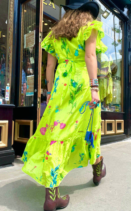 New brown Jessie Western boots with green stitching