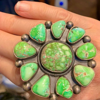 Amazing rare green emerald turquoise ring