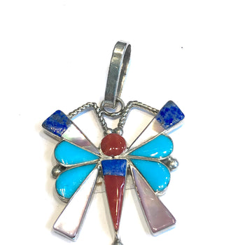 Butterfly inlaid Zuni pendent