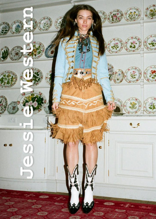 Military jacket in suede mint Sage green Jessie western brand