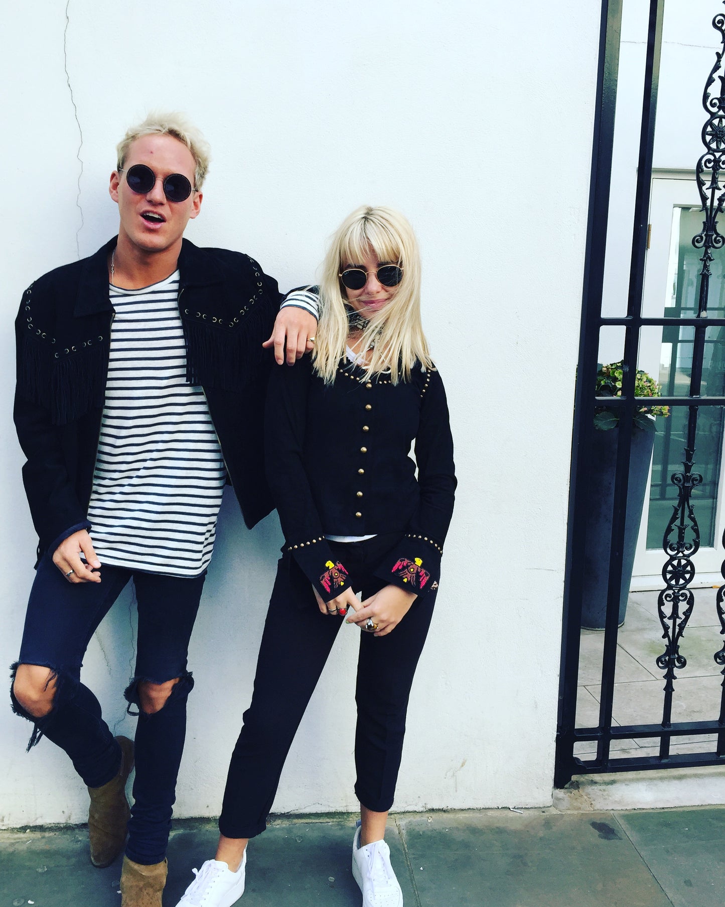 Black Beaded Eagle Suede Jacket