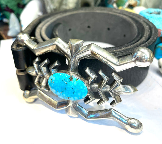 Sandcast sterling silver belt buckle