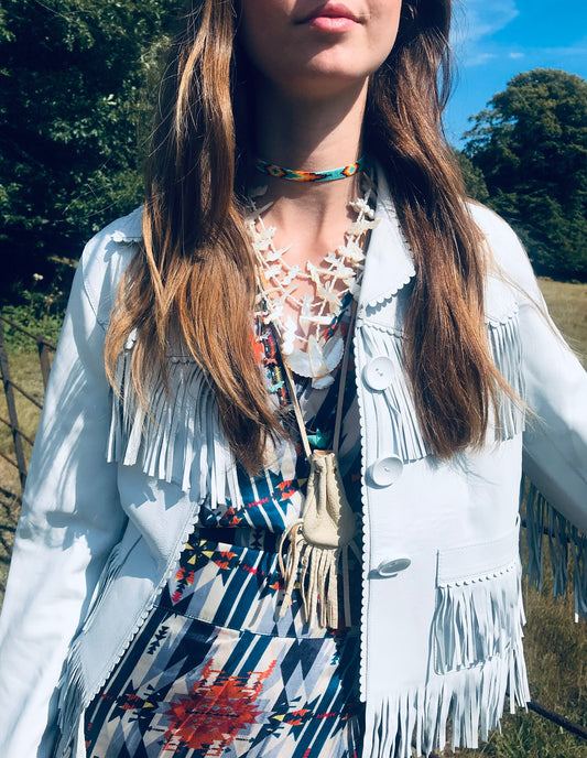 New white leather crop jacket Jessie Western