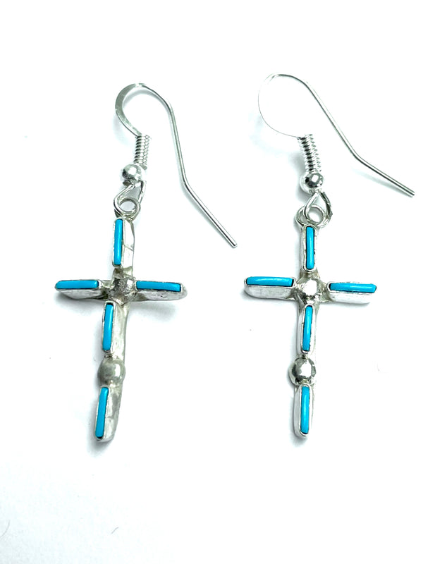 Sterling silver cross earrings Zuni