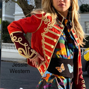 Jessie Western Red / burgundy military jacket .