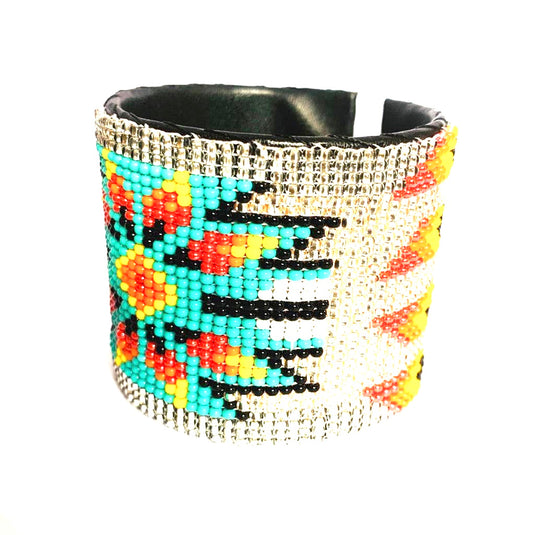 Silver beaded wide cuff