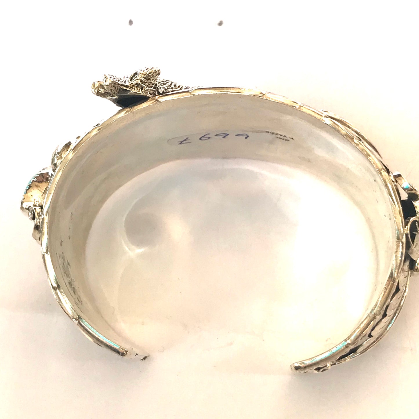 Navajo sterling silver wolf bracelet