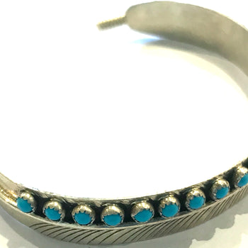 Feather petit point turquoise bracelet