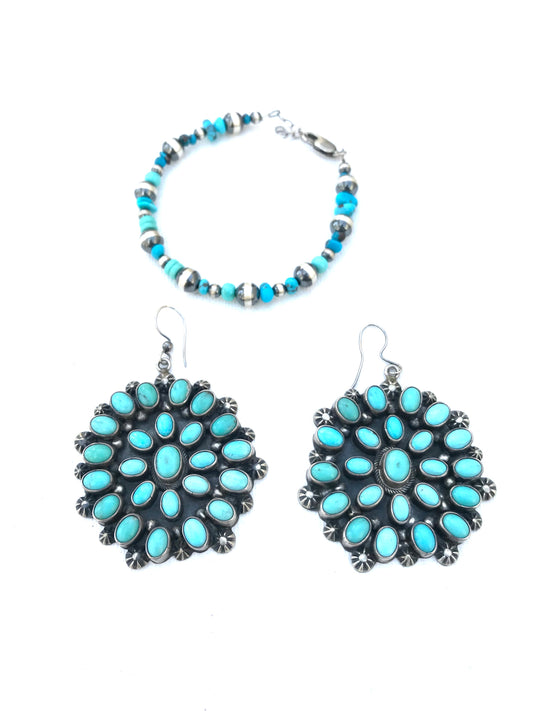 Amazing Navajo turquoise large earrings