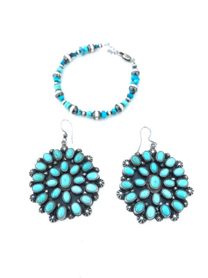 Amazing Navajo turquoise large earrings