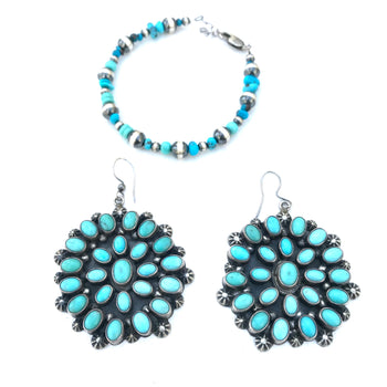 Amazing Navajo turquoise large earrings